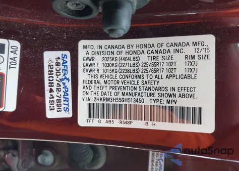 2016 Honda Cr-V Ex z USA, uszkodzony, nr VIN 2HKRM3H55GH513450